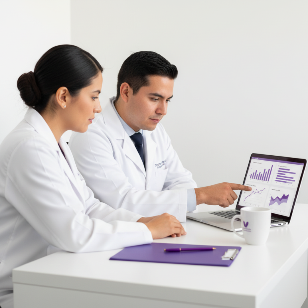 Profesionales de la salud revisando sus finanzas